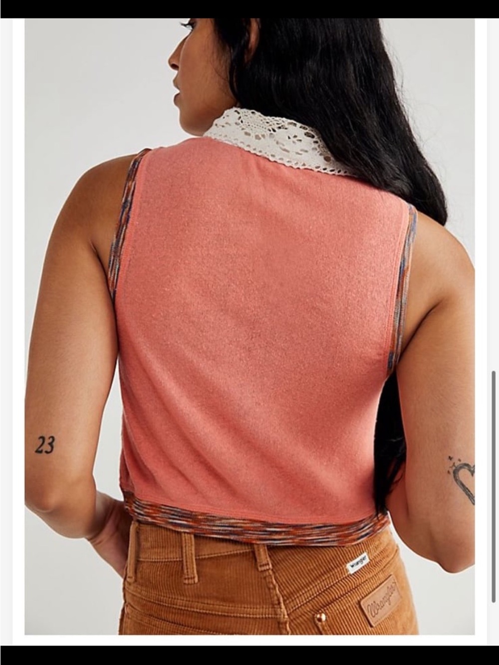 Free People Get It Right Embellished Crochet Peter Pan Collar Tank Top Womens - Picture 3 of 10
